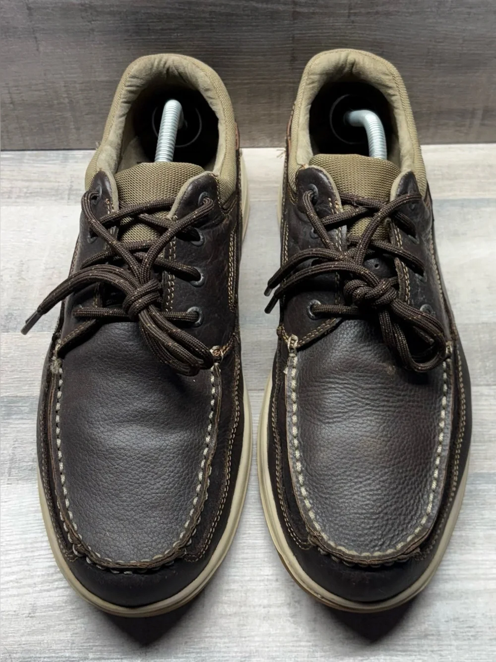 G.H. Bass & Co Bass-Fred Men’s 12M Brown Leather Moc Toe Boat Shoes Casual
